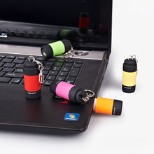 Load image into Gallery viewer, Mini USB Rechargeable Flashlight Keychain Small Flashlight LED Strong Outdoor Camping Waterproof Gift Flashlight