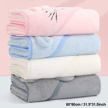 Load image into Gallery viewer, Toddler Bathrobe Infant Bath Towel Boy Girl Blankets Swaddle With Hood Cartoon Coral Fleece Towel Blanket Newborn Kids Bedding