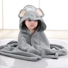 Load image into Gallery viewer, Toddler Bathrobe Infant Bath Towel Boy Girl Blankets Swaddle With Hood Cartoon Coral Fleece Towel Blanket Newborn Kids Bedding
