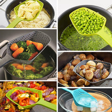 Load image into Gallery viewer, 1Pcs Scoop Colander Kitchen Strainer Scoop Food Drain Shovel Nylon Slotted Skimmer with Handle for Kitchen Cooking Baking Drain
