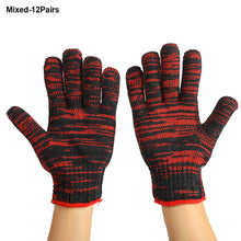 Load image into Gallery viewer, 1/12Pair Cotton Wear Resistant Work Gloves Hand Glove Safety String Knit Grip Men Women Gloves for BBQ Thicker Knitted Cut Repair