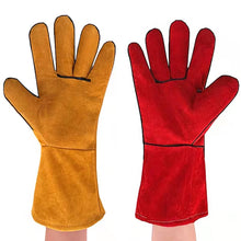 Load image into Gallery viewer, 33cm Thickened Double Layer Welding Glove Cowhide Leather Hand Glove Working Glove Red Cow Skin Leather Hand Glove For General Work