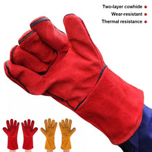 Load image into Gallery viewer, 33cm Thickened Double Layer Welding Glove Cowhide Leather Hand Glove Working Glove Red Cow Skin Leather Hand Glove For General Work