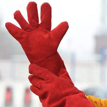 Load image into Gallery viewer, 33cm Thickened Double Layer Welding Glove Cowhide Leather Hand Glove Working Glove Red Cow Skin Leather Hand Glove For General Work