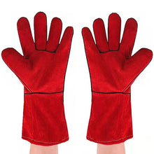 Load image into Gallery viewer, 33cm Thickened Double Layer Welding Glove Cowhide Leather Hand Glove Working Glove Red Cow Skin Leather Hand Glove For General Work