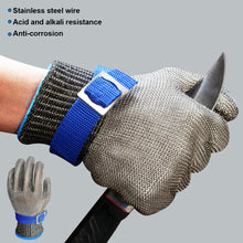 Load image into Gallery viewer, 1Pc 316 Stainless Steel Wire Metal Mesh Gloves Gardening Butcher Safety Work Glove Kitchen Full Finger Cut Resistant Gloves