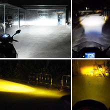 Load image into Gallery viewer, Universal 9V-80V 2000LM Dual Color Headlight Bulbs BA20D H4 H4Mini LED Motorcycle Hight BA20D Scooter Motobike Head Lamp
