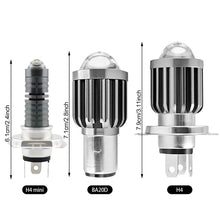 Load image into Gallery viewer, Universal 9V-80V 2000LM Dual Color Headlight Bulbs BA20D H4 H4Mini LED Motorcycle Hight BA20D Scooter Motobike Head Lamp