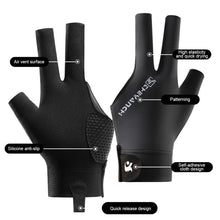 Load image into Gallery viewer, 1PC Quick-Release Three-Finger Billiard Gloves With Non-Slip Mat Mesh Fabric Splicing Design Breathable Snooker Training Gloves