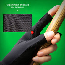 Load image into Gallery viewer, 1PC Quick-Release Three-Finger Billiard Gloves With Non-Slip Mat Mesh Fabric Splicing Design Breathable Snooker Training Gloves
