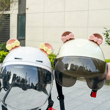 Load image into Gallery viewer, 2Pcs Cute Motorcycle Helmet Bear‘s ’Ears with Bow Motocross Electric Bike Helmet and Car Steering Wheel Decroation Accessories Driving Styling