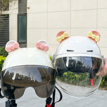 Load image into Gallery viewer, 2Pcs Cute Motorcycle Helmet Bear‘s ’Ears with Bow Motocross Electric Bike Helmet and Car Steering Wheel Decroation Accessories Driving Styling