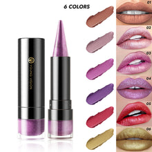 Load image into Gallery viewer, 6 Colors Pointy Shiny Lipstick Facial Multi-purpose Non-sticky Long-lasting Matte Pearl Lipstick Lip Liner Eyeshadow Eyeliner