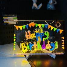 Load image into Gallery viewer, Erasable Transparent Luminous Acrylic Notepad Home Tips Message Board with Brackets Stall Small Blackboard Whiteboard Writing Board