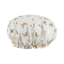Load image into Gallery viewer, Waterproof Star Double Shower Cap Hair Cap Hot Gold Printed Terylene Cotton Shower Cap Bathing Women