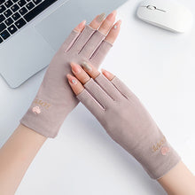 Load image into Gallery viewer, Half Finger Gloves for Sun Protection Women's Summer Driving UV Protection Cotton Thin Design Cycling Anti Slip Leak Proof Half Finger Nail Gloves
