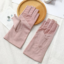 Load image into Gallery viewer, Half Finger Gloves for Sun Protection Women's Summer Driving UV Protection Cotton Thin Design Cycling Anti Slip Leak Proof Half Finger Nail Gloves