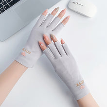 Load image into Gallery viewer, Half Finger Gloves for Sun Protection Women's Summer Driving UV Protection Cotton Thin Design Cycling Anti Slip Leak Proof Half Finger Nail Gloves