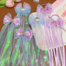 Load image into Gallery viewer, Bowknot Ribbon Hair Clip Shiny Multicoloured Ponytail Hairpin Sweet Mermaid Headwear Hair Accessories for Children