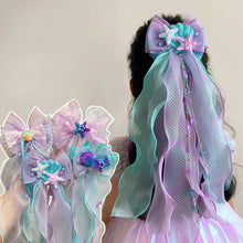 Load image into Gallery viewer, Bowknot Ribbon Hair Clip Shiny Multicoloured Ponytail Hairpin Sweet Mermaid Headwear Hair Accessories for Children