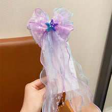 Load image into Gallery viewer, Bowknot Ribbon Hair Clip Shiny Multicoloured Ponytail Hairpin Sweet Mermaid Headwear Hair Accessories for Children