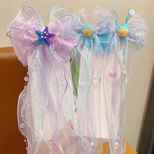 Load image into Gallery viewer, Bowknot Ribbon Hair Clip Shiny Multicoloured Ponytail Hairpin Sweet Mermaid Headwear Hair Accessories for Children