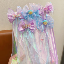 Load image into Gallery viewer, Bowknot Ribbon Hair Clip Shiny Multicoloured Ponytail Hairpin Sweet Mermaid Headwear Hair Accessories for Children