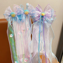 Load image into Gallery viewer, Bowknot Ribbon Hair Clip Shiny Multicoloured Ponytail Hairpin Sweet Mermaid Headwear Hair Accessories for Children