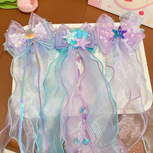 Load image into Gallery viewer, Bowknot Ribbon Hair Clip Shiny Multicoloured Ponytail Hairpin Sweet Mermaid Headwear Hair Accessories for Children