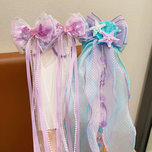 Load image into Gallery viewer, Bowknot Ribbon Hair Clip Shiny Multicoloured Ponytail Hairpin Sweet Mermaid Headwear Hair Accessories for Children