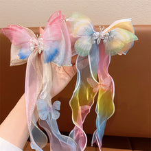 Load image into Gallery viewer, Bowknot Ribbon Hair Clip Multicoloured Temperamental Gradient Butterfly Hairpin Headwear Hair Accessories for Children