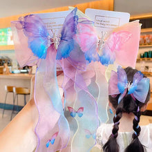Load image into Gallery viewer, Bowknot Ribbon Hair Clip Multicoloured Temperamental Gradient Butterfly Hairpin Headwear Hair Accessories for Children