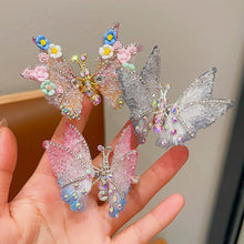 Load image into Gallery viewer, Three-dimensional Rhinestone Butterfly Hairpin Multicoloured Moving Wings Hair Clip Headwear Hair Accessories for Children