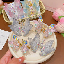 Load image into Gallery viewer, Three-dimensional Rhinestone Butterfly Hairpin Multicoloured Moving Wings Hair Clip Headwear Hair Accessories for Children