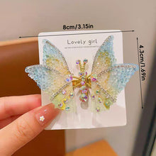 Load image into Gallery viewer, Three-dimensional Rhinestone Butterfly Hairpin Multicoloured Moving Wings Hair Clip Headwear Hair Accessories for Children