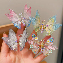 Load image into Gallery viewer, Three-dimensional Rhinestone Butterfly Hairpin Multicoloured Moving Wings Hair Clip Headwear Hair Accessories for Children
