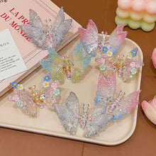 Load image into Gallery viewer, Three-dimensional Rhinestone Butterfly Hairpin Multicoloured Moving Wings Hair Clip Headwear Hair Accessories for Children