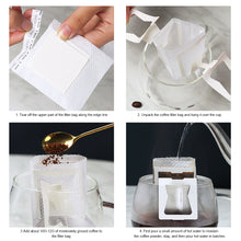 Load image into Gallery viewer, 50Pcs Coffee Filter Bags Disposable Drip Coffee Paper Pack Portable Hanging Ear Espresso Coffee Accessories Tea Tool