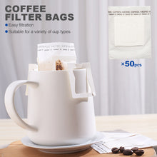 Load image into Gallery viewer, 50Pcs Coffee Filter Bags Disposable Drip Coffee Paper Pack Portable Hanging Ear Espresso Coffee Accessories Tea Tool