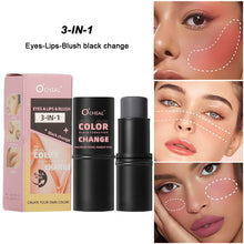 Load image into Gallery viewer, Multi Functional Warming Powder Blusher Stick Rouge Cream Lip Lipstick Lip Color Three in One Brightening Cosmetic Stick