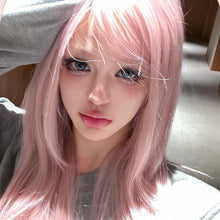 Load image into Gallery viewer, Wig Pink Gold Forehead Lace Long Straight Hair Wig Female Full Headset Beautiful Girl Women Pink Wig Cover