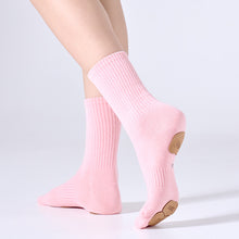 Load image into Gallery viewer, 1 Pair Mid-Tube Dance Socks With Anti-Slip Wear-Resistant Sole Leather Sports Yoga Multi-Color Cotton Socks