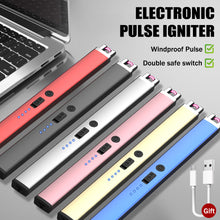 Load image into Gallery viewer, Windproof Pulse Electric Arc Ignition Flameless Plasma Ignition Candle Lighters with USB Rechargeable Lighter for Kitchen Outdoor BBQ