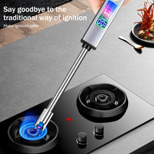 Load image into Gallery viewer, Windproof Electric Arc Ignition Pulse Flameless Plasma Lighters with Flexible Steel Hose and Digital Display Type-C Rechargeable Lighter Kitchen Outdoor BBQ Candle