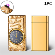 Load image into Gallery viewer, Portable Metal Dual Arc Lighter LED Display USB Rechargeable with Clock and Flashlight Flameless Lighter Outdoor Camping Men's Gifts BBQ