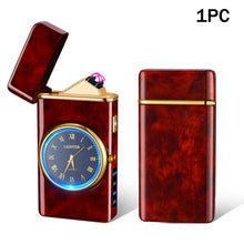 Load image into Gallery viewer, Portable Metal Dual Arc Lighter LED Display USB Rechargeable with Clock and Flashlight Flameless Lighter Outdoor Camping Men's Gifts BBQ