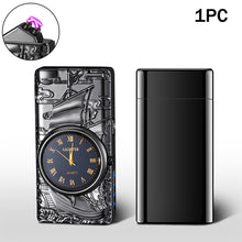 Load image into Gallery viewer, Portable Metal Dual Arc Lighter LED Display USB Rechargeable with Clock and Flashlight Flameless Lighter Outdoor Camping Men's Gifts BBQ