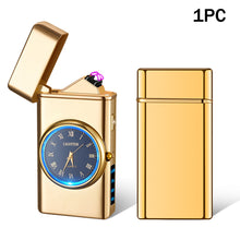Load image into Gallery viewer, Portable Metal Dual Arc Lighter LED Display USB Rechargeable with Clock and Flashlight Flameless Lighter Outdoor Camping Men's Gifts BBQ