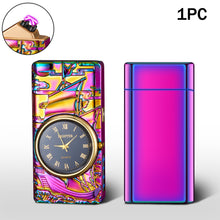 Load image into Gallery viewer, Portable Metal Dual Arc Lighter LED Display USB Rechargeable with Clock and Flashlight Flameless Lighter Outdoor Camping Men's Gifts BBQ