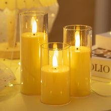 Load image into Gallery viewer, 1/3Pcs LED Flameless Electric Candles Light Acrylic Glass Battery Flickering Fake Tealight for Wedding Party Christmas Decor